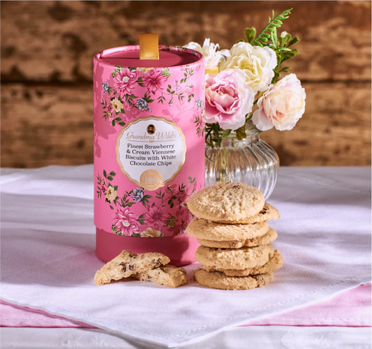 Victorian Floral Tube with Strawberry and Cream Biscuits