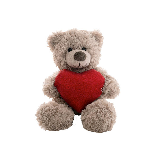 Teddy Bear Nala w Red Love Heart Greyish Brown 20cm