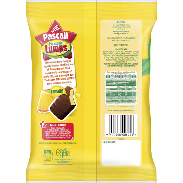 Pascall Pineapple Lumps Chocolate Lollies Snack & Share Bag 185g