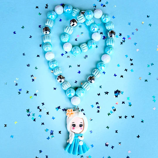 Beaded Blue Princess Necklace