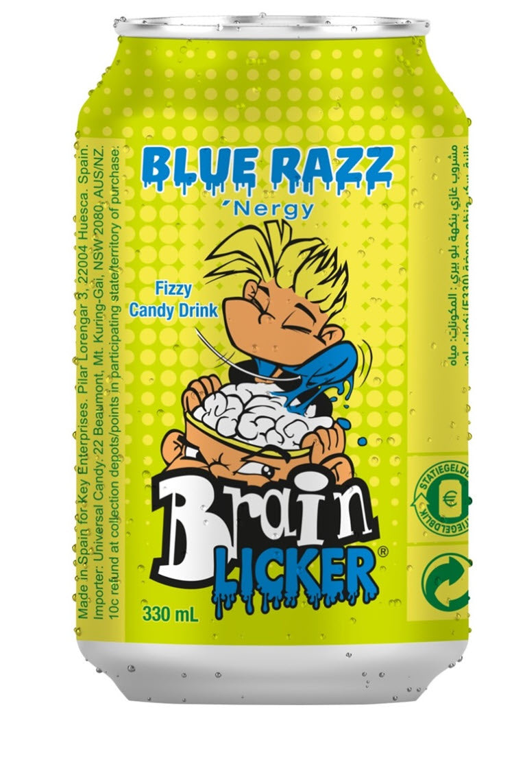 Brain Licker Fizzy BLUE RAZZ Raspberry 330 ml