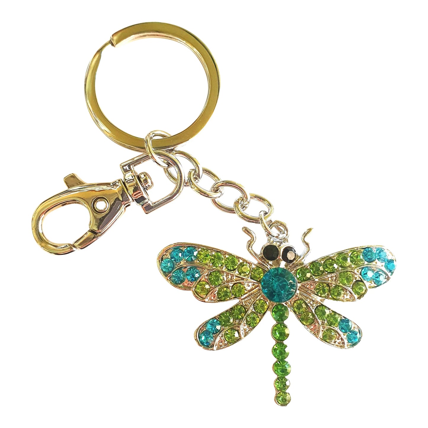 Blue & Green Rhinestone - Dragonfly Keyring