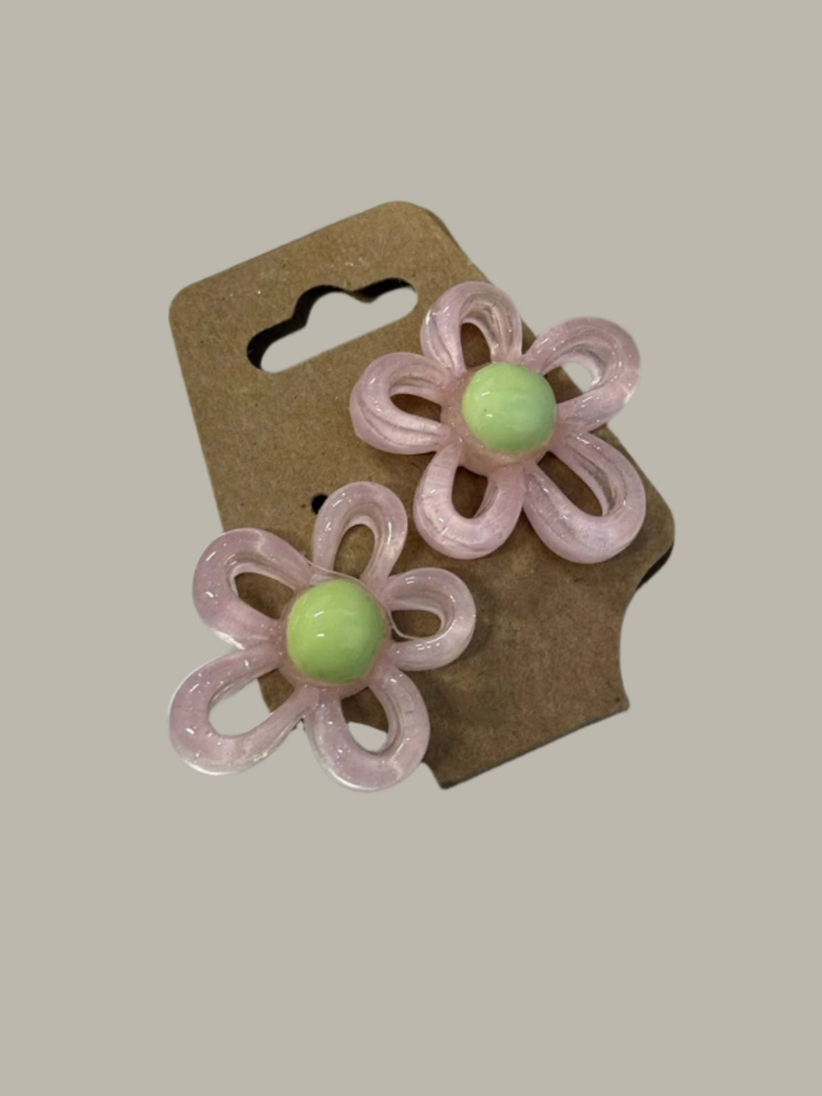 Pink 3D Flower Studs