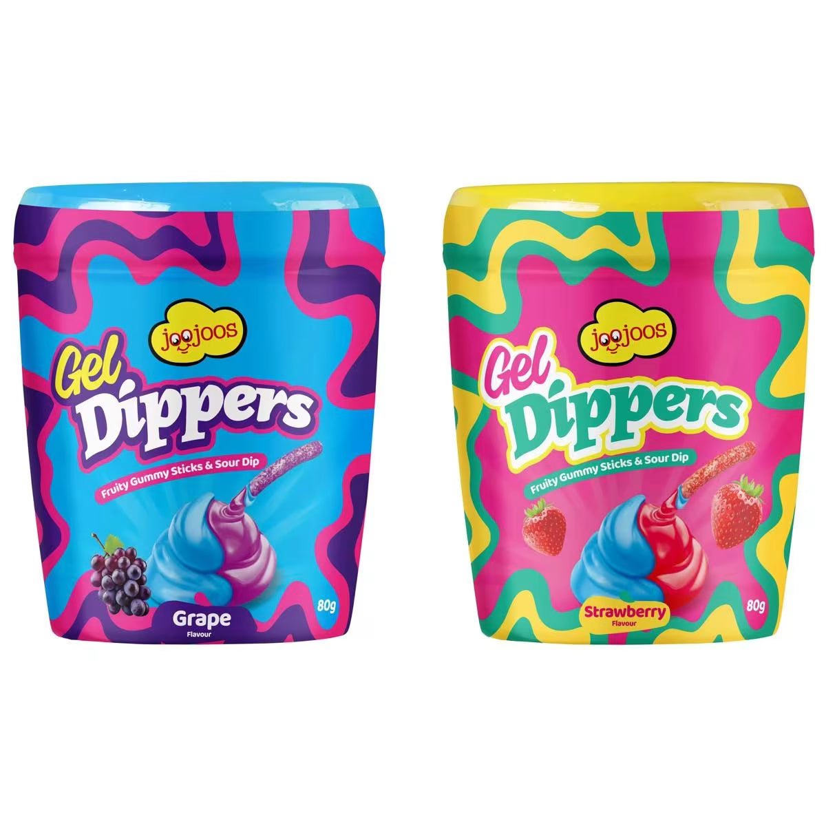Gel Dippers Fruity Gummy Sticks & Sour Dip 80g