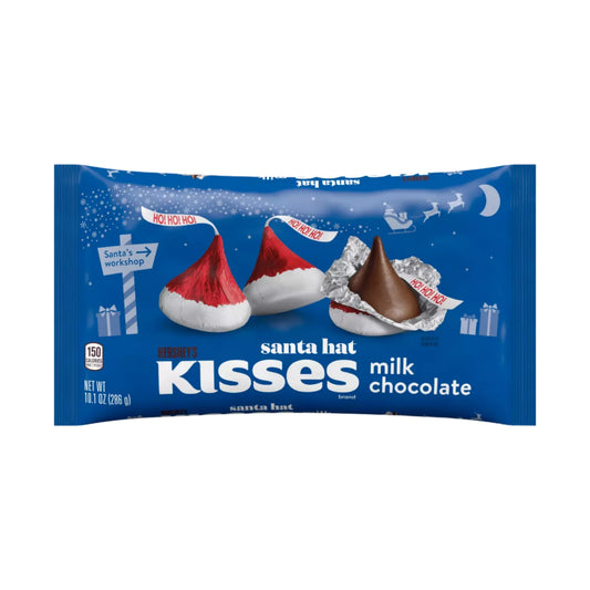 HERSHEY'S KISSES Santa Hat Foils Milk Chocolate Candy