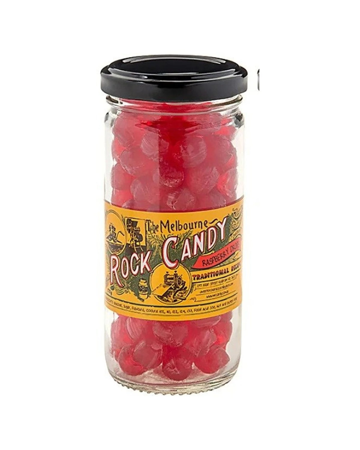 The Melbourne Rock Candy Co Raspberry Drops Hard Lollies 170g