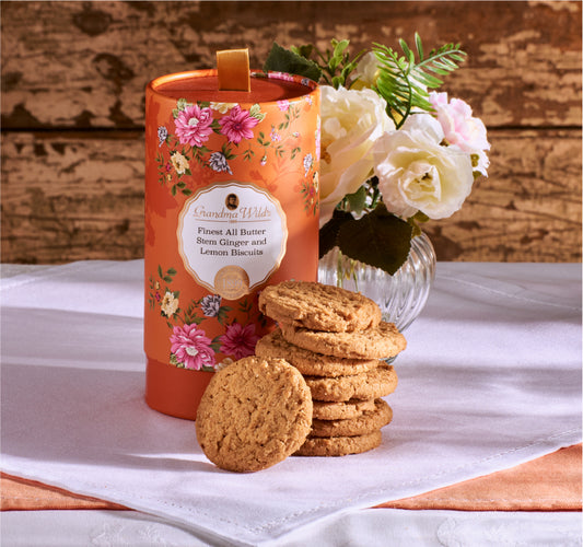 Victorian Floral Tube with Buttery Stem Ginger and Lemon Biscuits