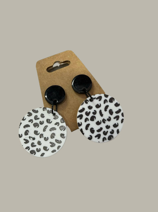 Round Black and White Dangles