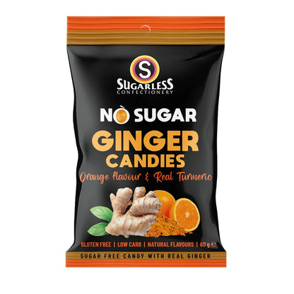 Sugarfree - Orange & Turmeric flavoured Ginger Candies 60g