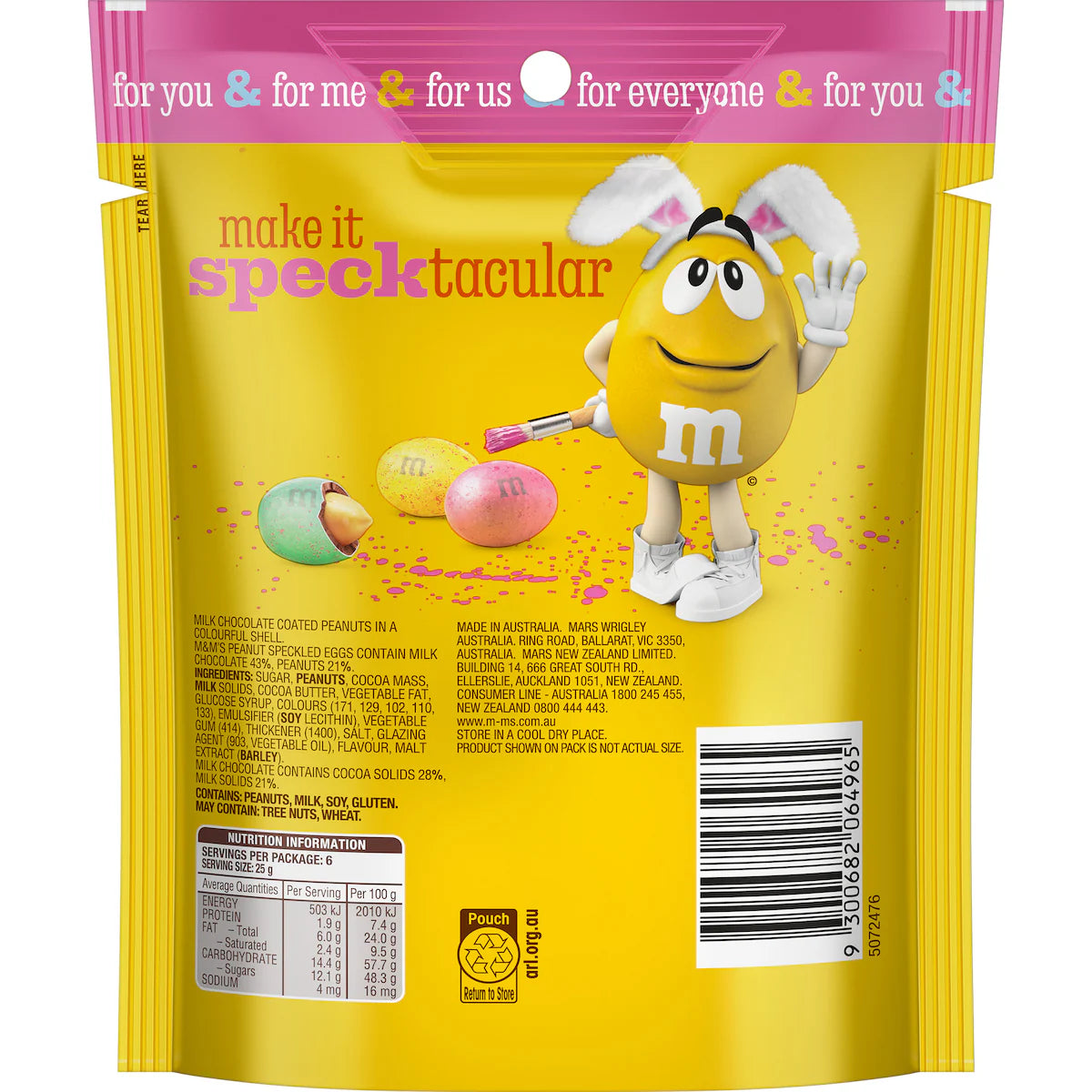 M&Ms Peanut Chocolate Speckled Easter Egg Bag