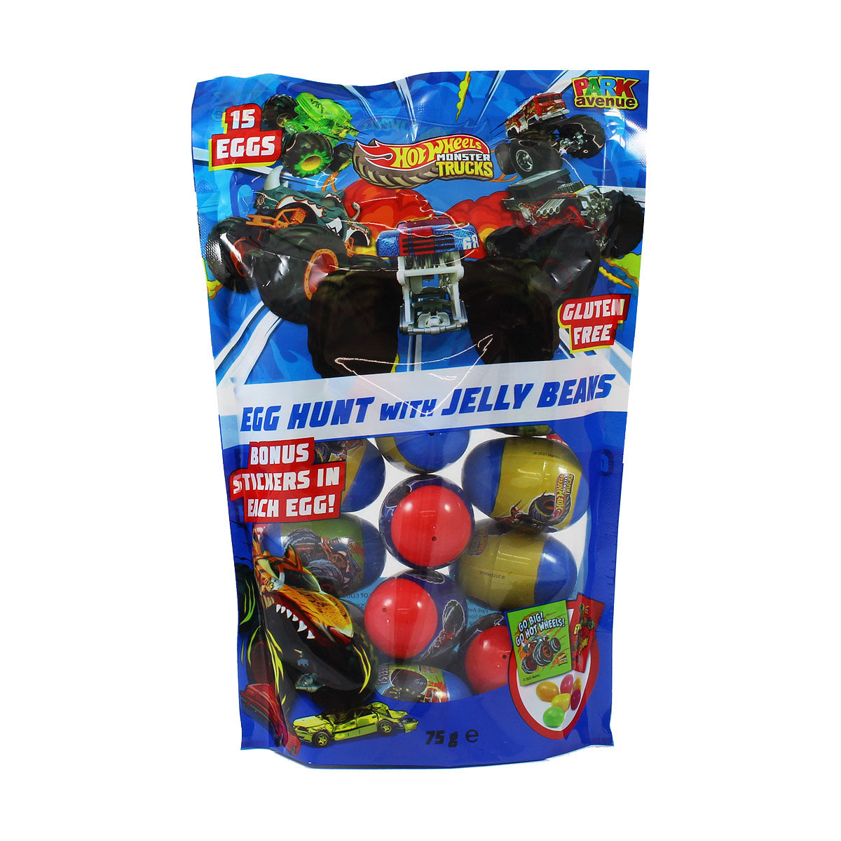 Hot Wheels Egg Hunt Bag 75g – 15 Plastic Eggs filled with Jelly Beans