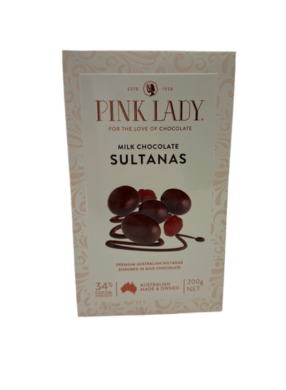 Pink Lady - Milk Chocolate Sultanas 200g Box