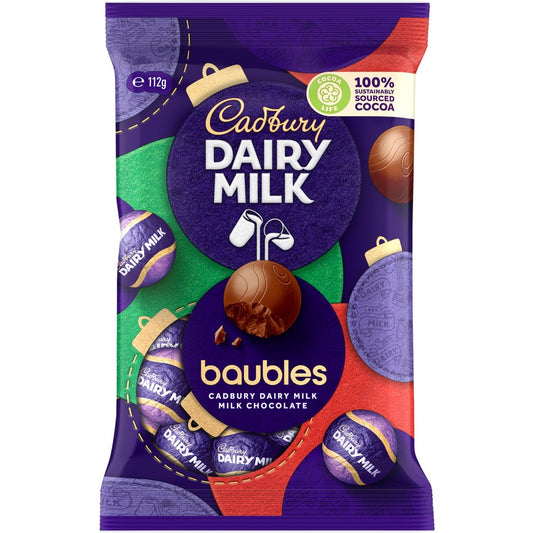 Cadbury Dairy Milk Chocolate Christmas Baubles Bag 112g