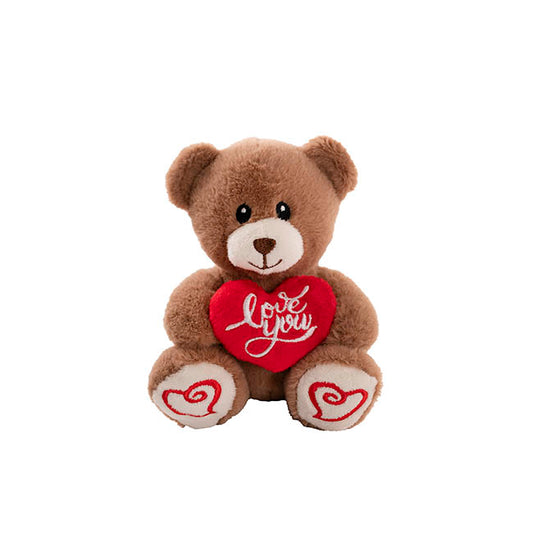 Mini Teddy Bear Alfie w Love You Heart Mocha Brown 14cm