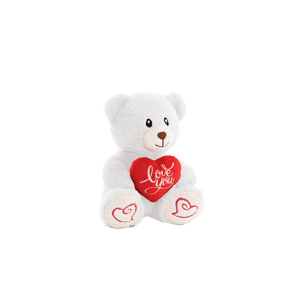 Mini Teddy Bear Alfie w Love You Heart Plush White 14cm