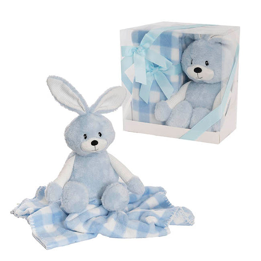Bunny Flops & Blanket Gift Pack Baby Blue