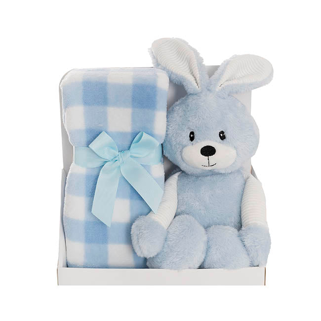 Bunny Flops & Blanket Gift Pack Baby Blue