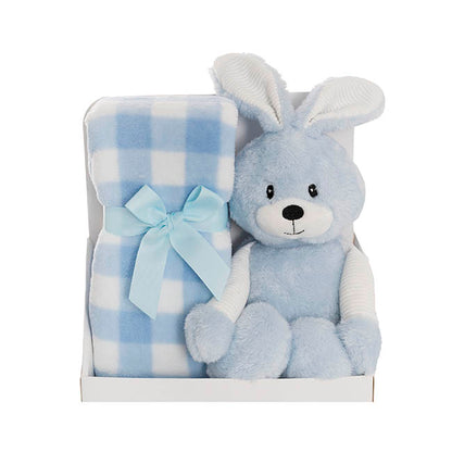 Bunny Flops & Blanket Gift Pack Baby Blue