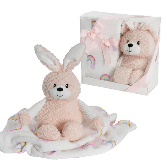 Bunny Flops & Blanket Gift Pack Peach