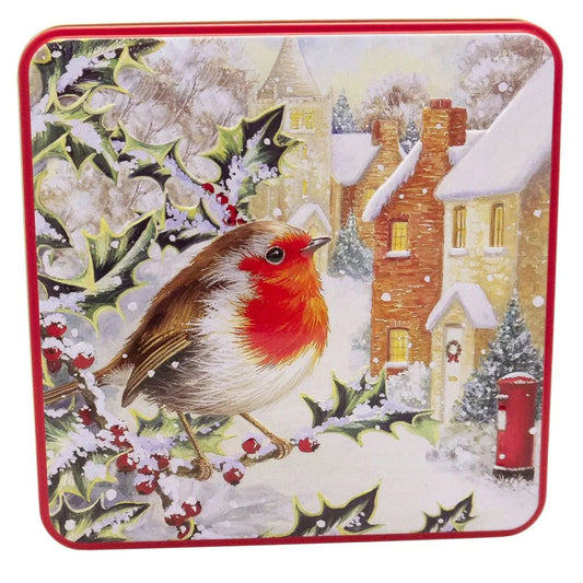 Grandma Wild's 160g Embossed Snowy Robin Biscuit Tin
