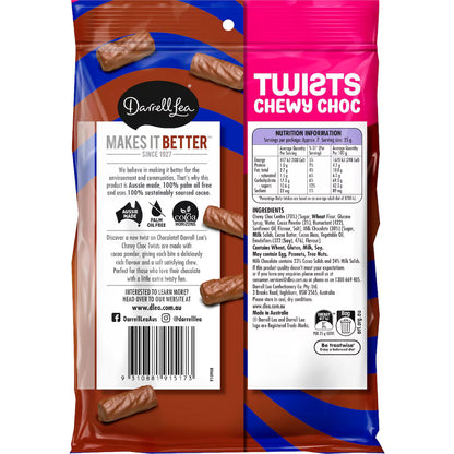 Darrell Lea Chewy Choc Twists 180g