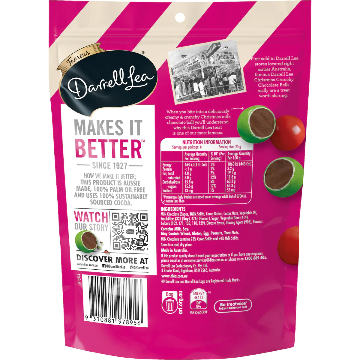 Darrell Lea Christmas Crunchy Chocolate Balls 150g