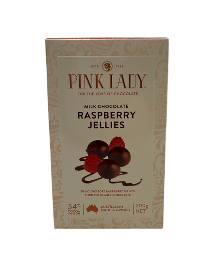Pink Lady - Milk Chocolate Raspberry Jellies 200g Box