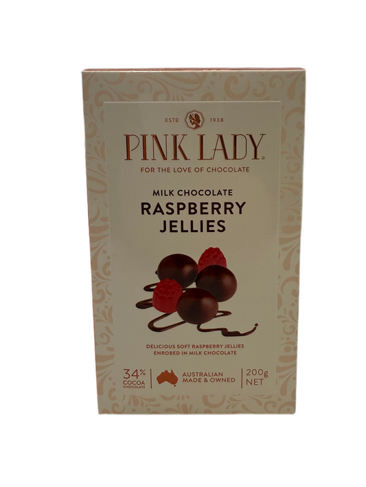Pink Lady - Milk Chocolate Raspberry Jellies 200g Box