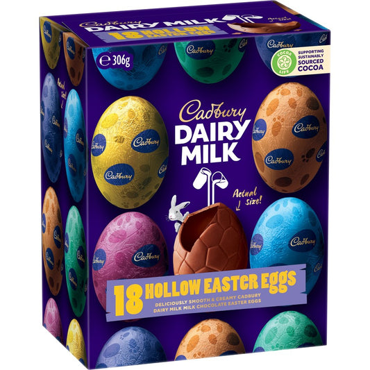 Cadbury Dairy Milk Chocolate Hollow Easter Eggs 18 Pack