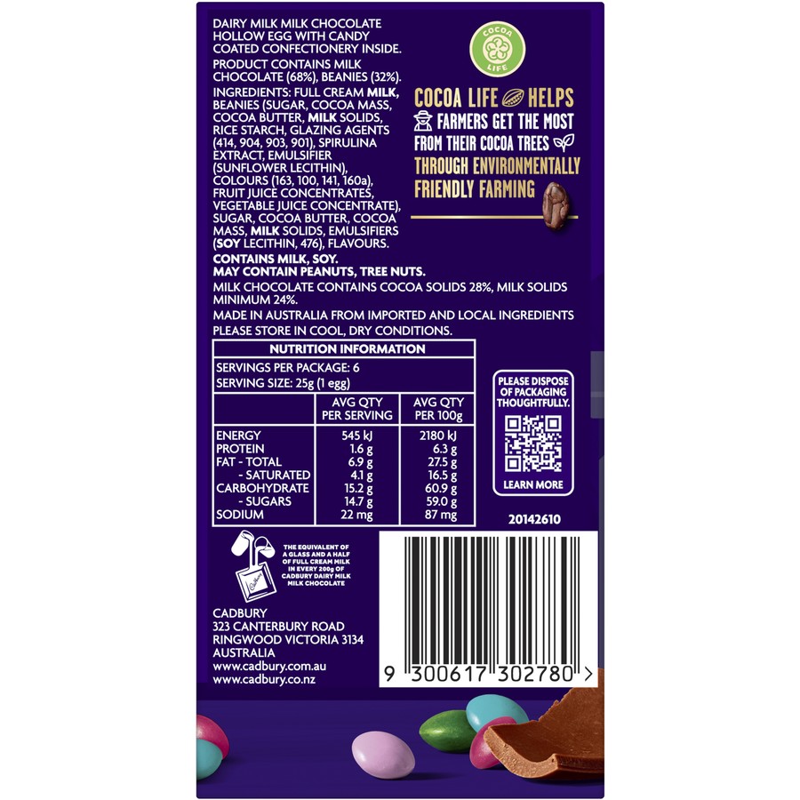 Cadbury Dairy Milk Humpty Dumpty Easter Egg 6 Pack