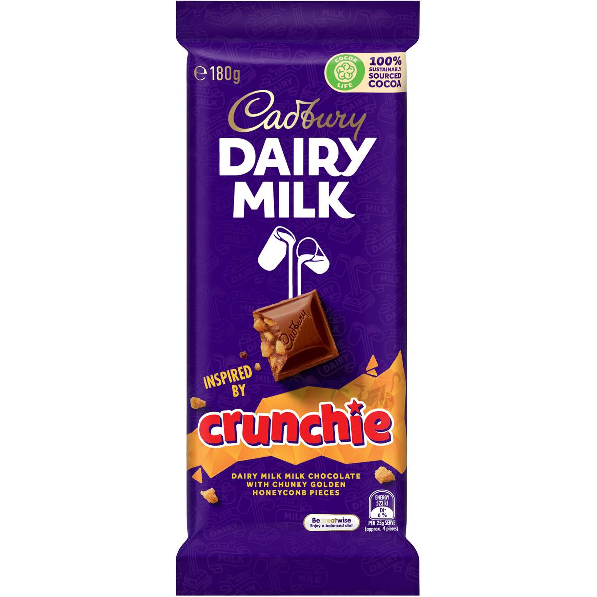 Cadbury Dairy Milk Crunchie Chocolate Block 180g