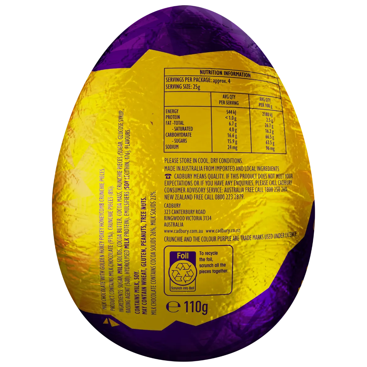 Cadbury Crunchie Hollow Egg 110g