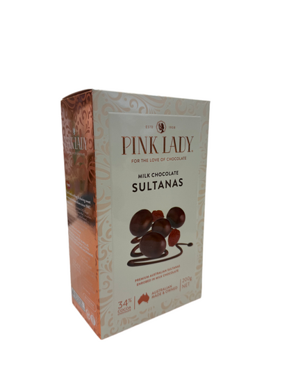 Pink Lady - Milk Chocolate Sultanas 200g Box