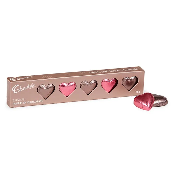 45g Solid Milk Chocolate Hearts - Pink & Mocha