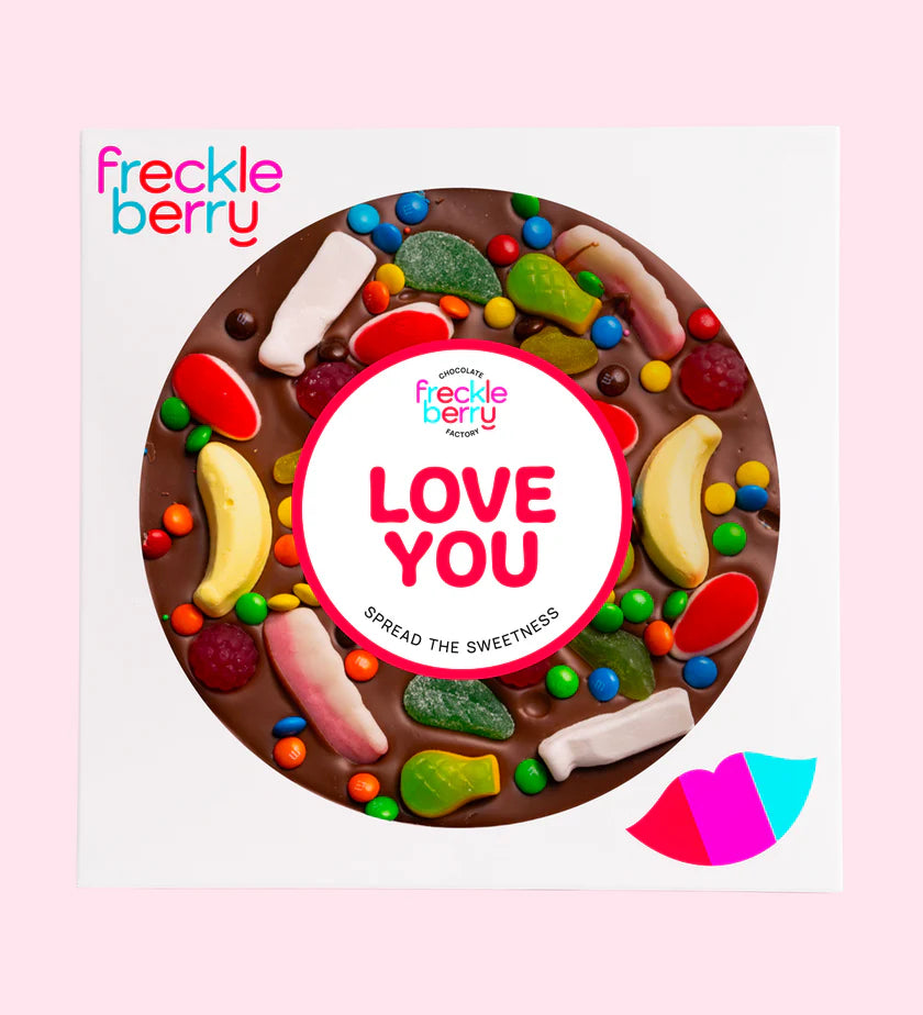 LOVE YOU Giant Chocolate Lolly Pizza