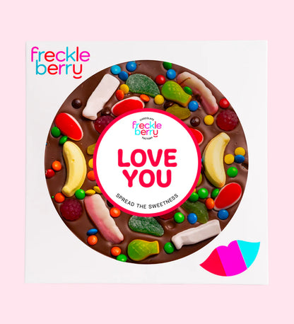 LOVE YOU Giant Chocolate Lolly Pizza