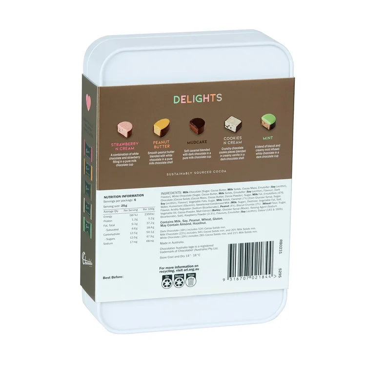 150g Delights Milk & Dark Crafted Chocolates Tin