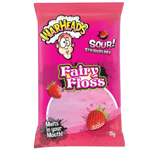 Warheads Sour Strawberry Fairy Floss 15g
