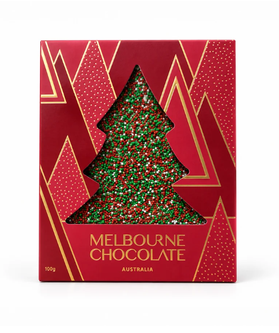 Milk Chocolate Christmas Tree - Red, White, Green Speckle