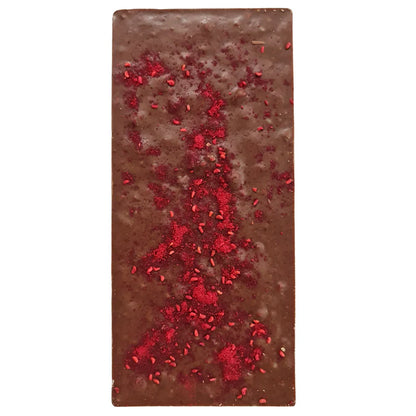 Raspberry and milk chocolate block 100g