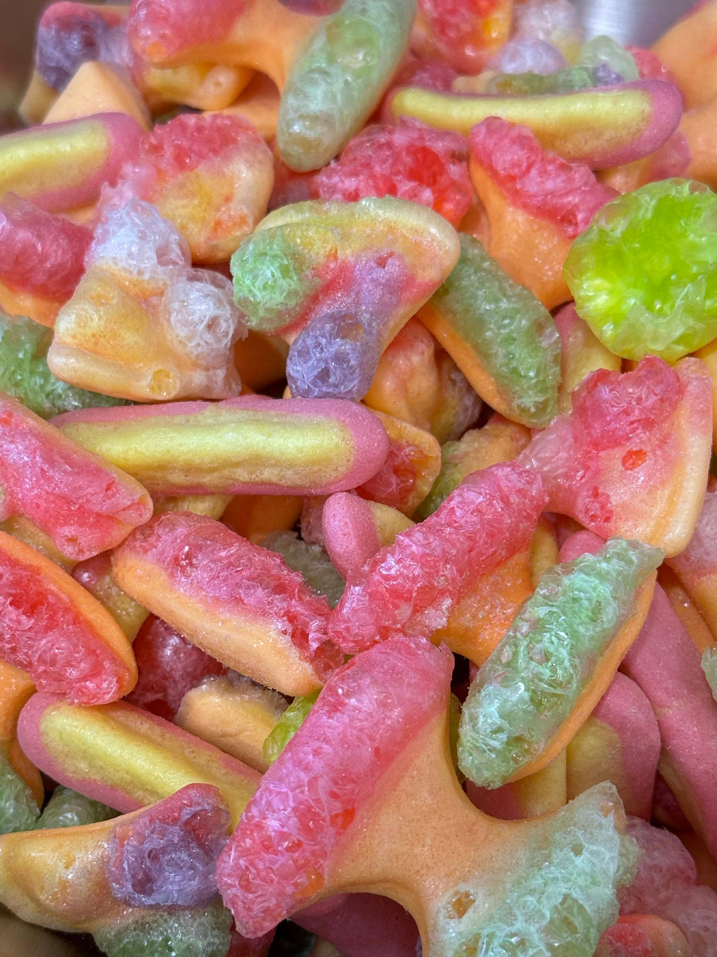 Freeze Dried Gummi Pizza, Hot Dogs and Burgers