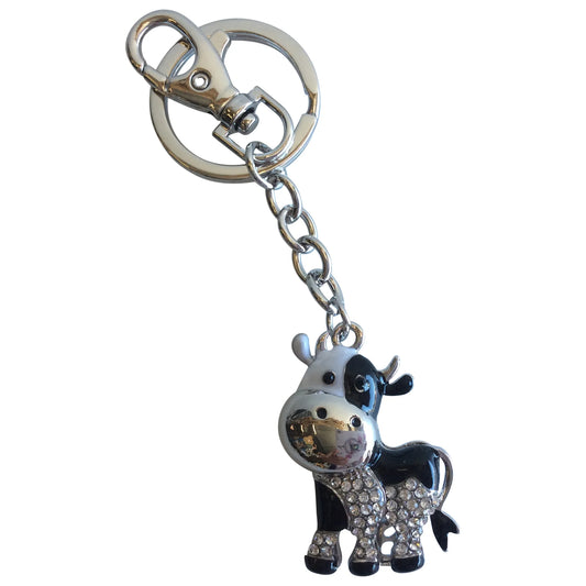Black & Silver Cow Keyring