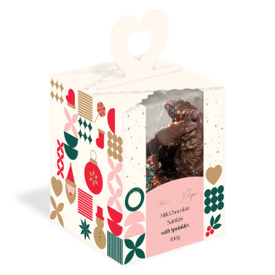 Xmas Box Milk Chocolate Small Santas with Sprinkles 100g