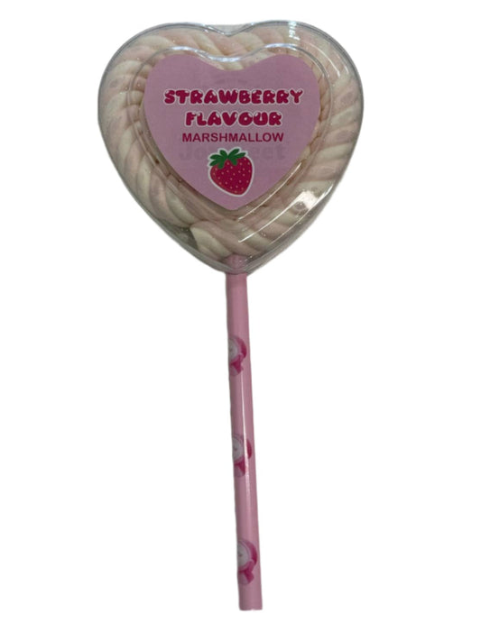Strawberry Marshmallow Heart Lollipop 60g