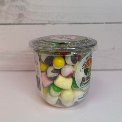 Freeze dried skittles and marshmallows cup