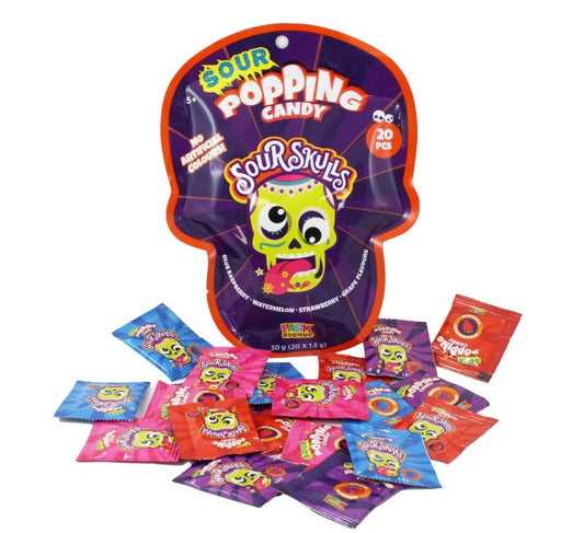 20 Piece Sour Skulls Popping Candy 30g